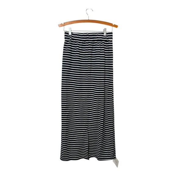 Blank Midi Maxi Skirt Blue White Stripes Small Nautical Pull On Elastic Waist - Picture 2 of 4